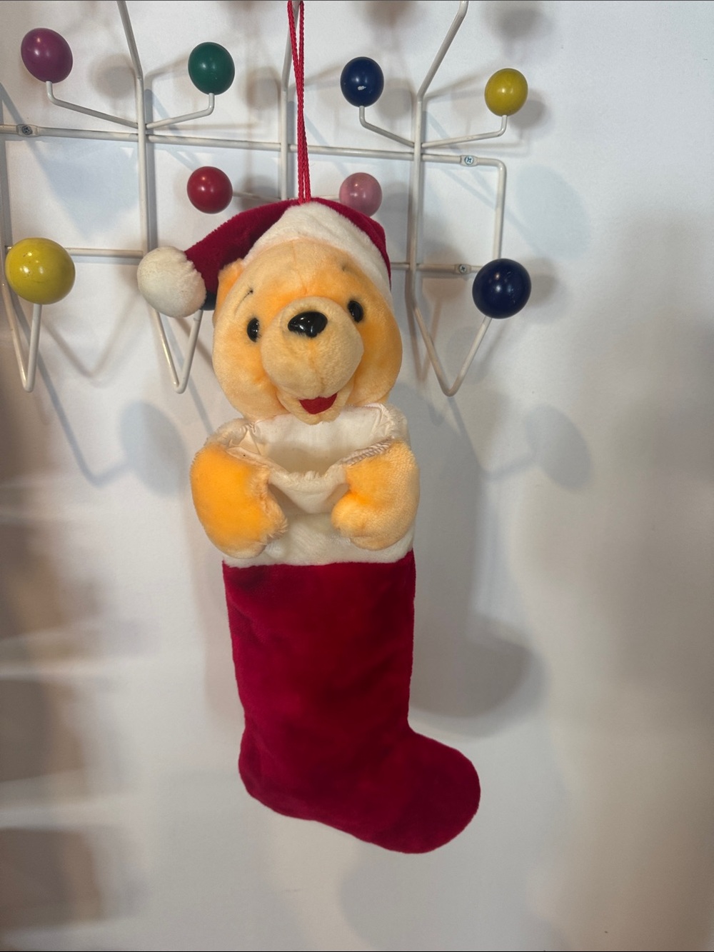 Vintage Winnie the Pooh Christmas Stocking - Red & Yellow
